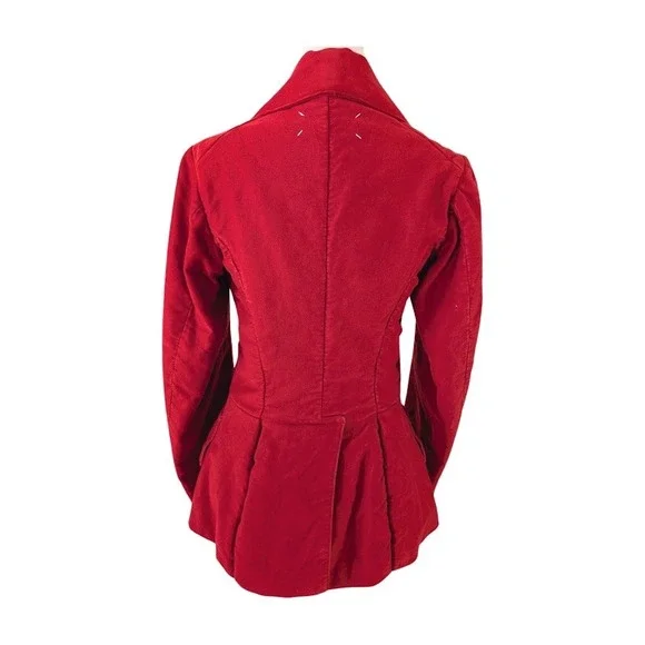 Maison Margiela Red Cotton Peplum Double Breasted Blazer Jacket Made in Italy 42 Blazers & Suit Jackets